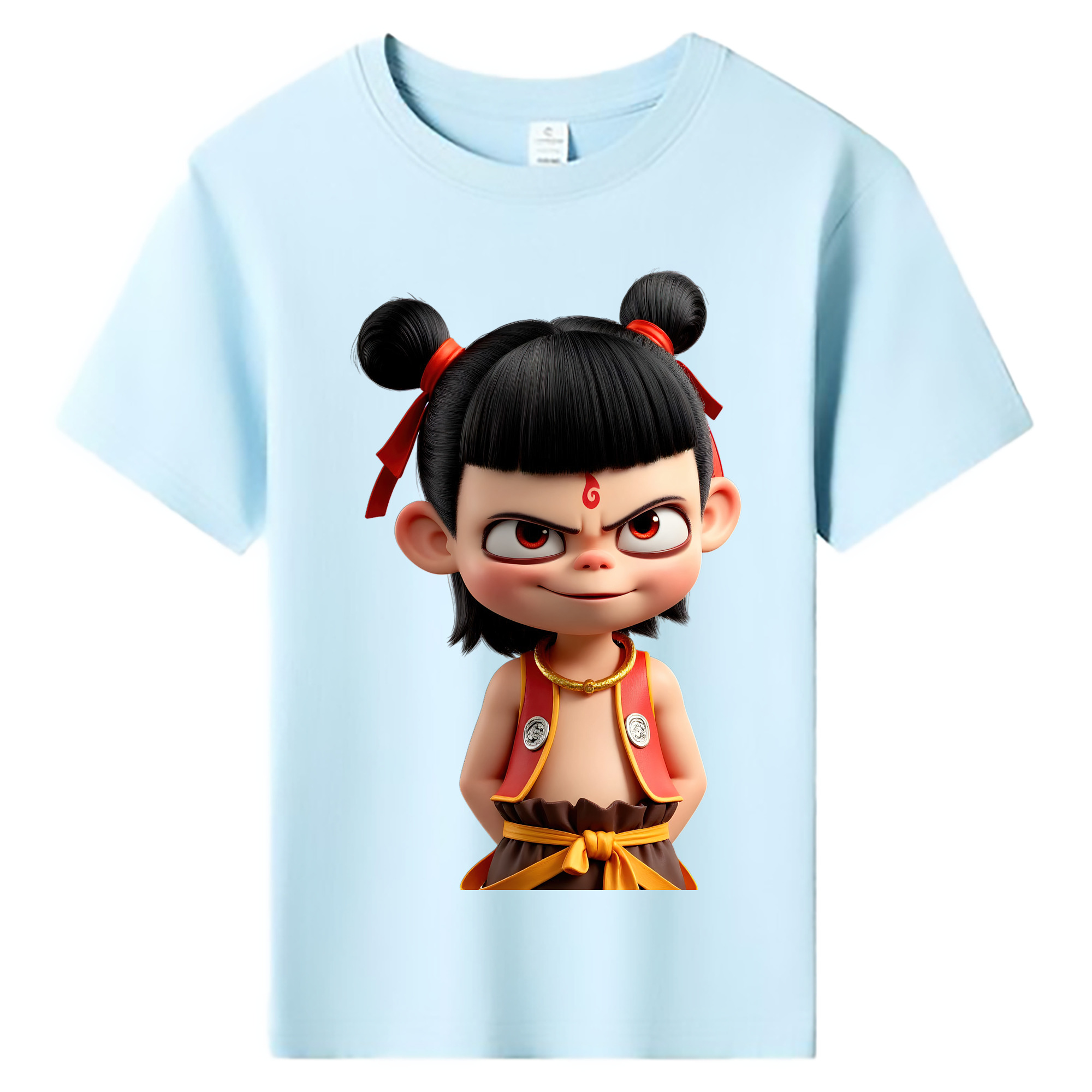 （画像用） Ne Zha 2 ナタ 魔童の大暴れ 綿100％キッズTシャツ（フロントプリント）
